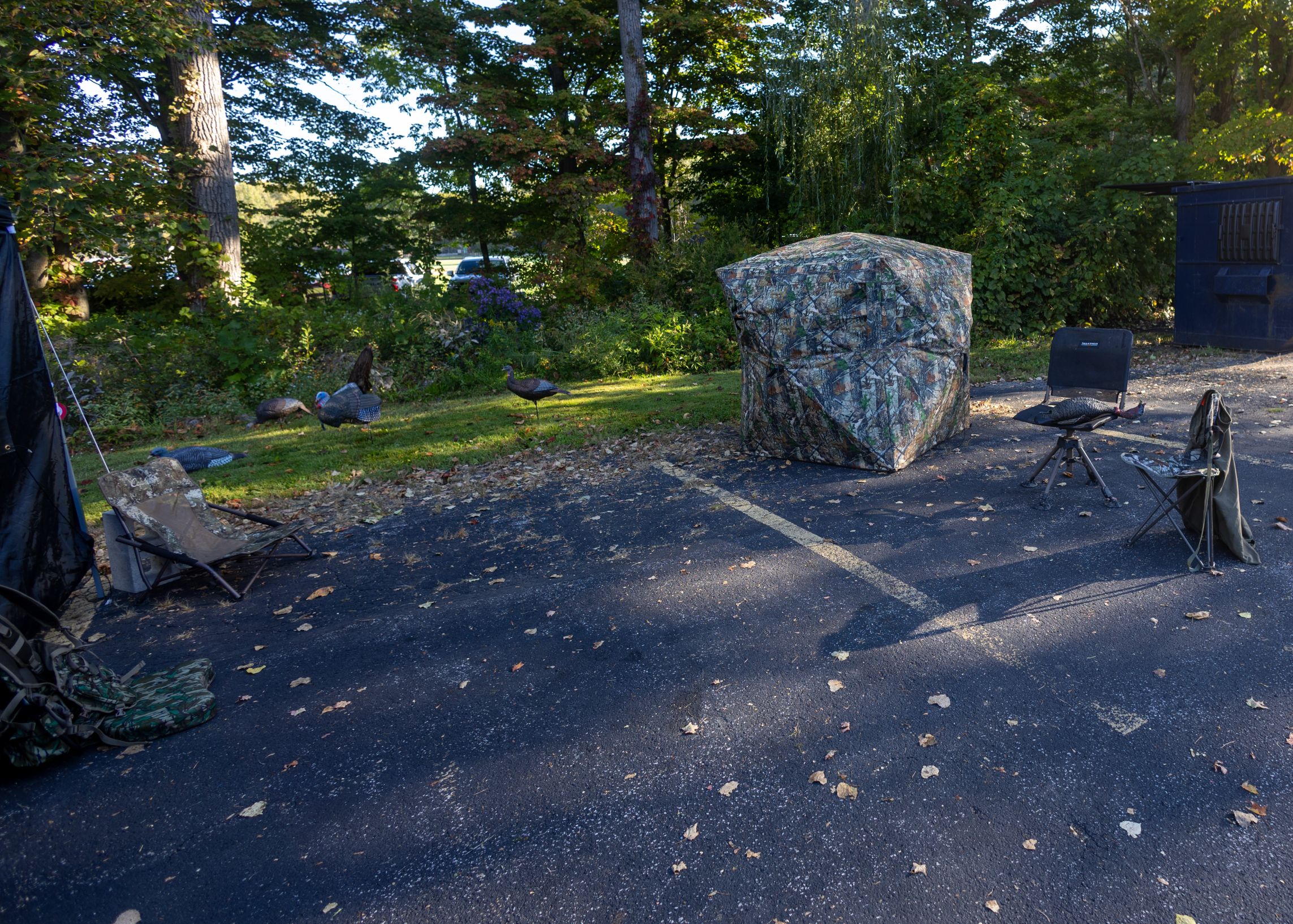 2026Sept26-026 Sample turkey blind and hunting chairs.