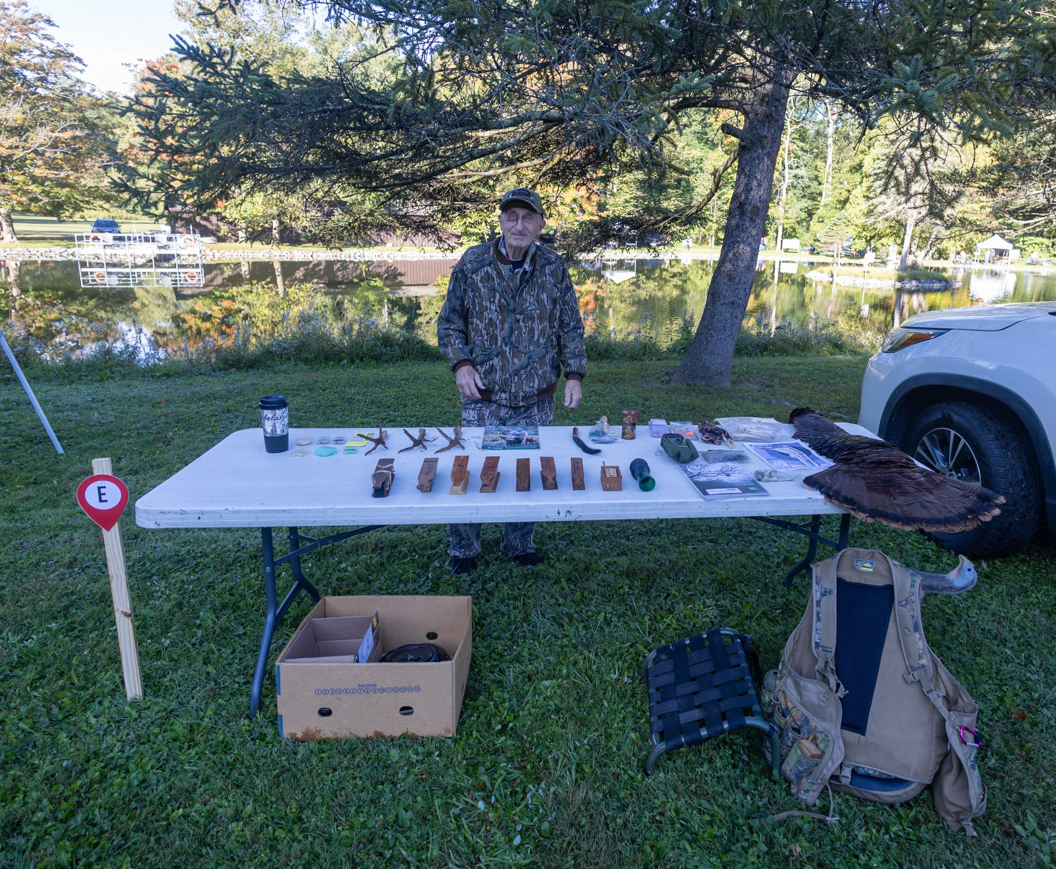 2026Sept26-034 NYS Outdoorsman Hall of Fame Inductee Al Gai with turkey demonstration.