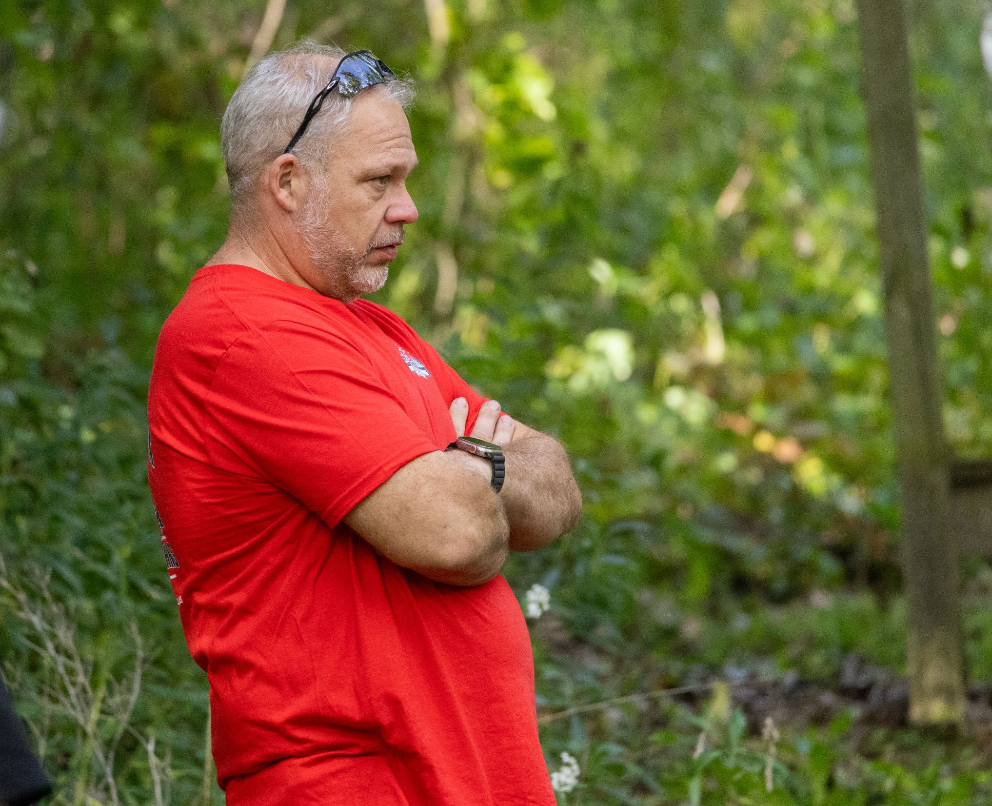 2026Sept26-068 1st VP Ken Delano keeps a watchful eye on the young archers.