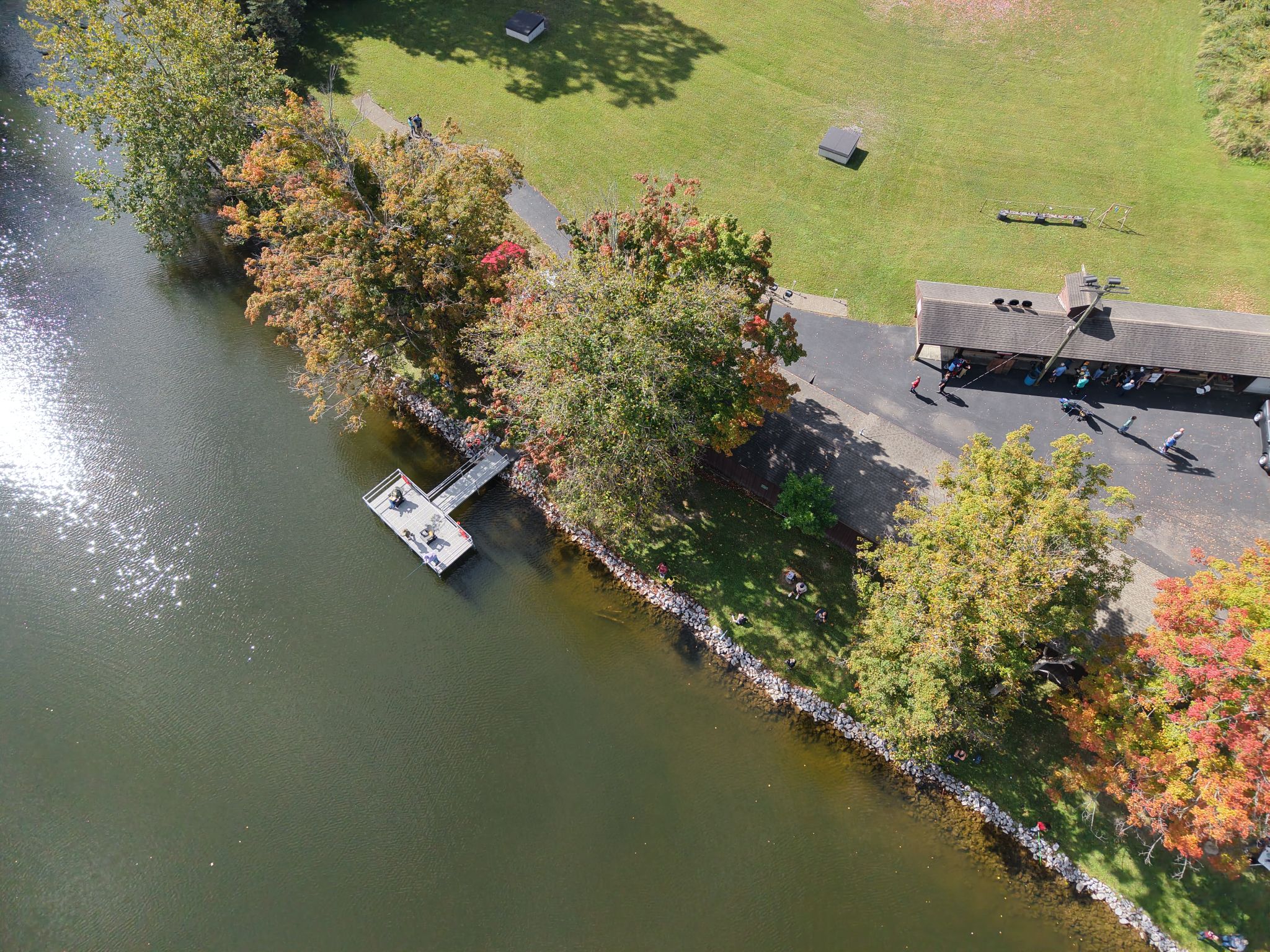 2026Sept26-203 Aerial view of the handicap fishing dock and the trap fields.